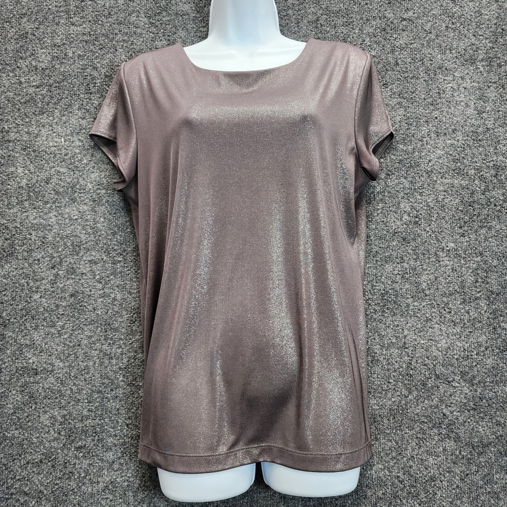 Chico's Travelers Women's Metallic Shimmer Sparkle Party Evening Top Size 2